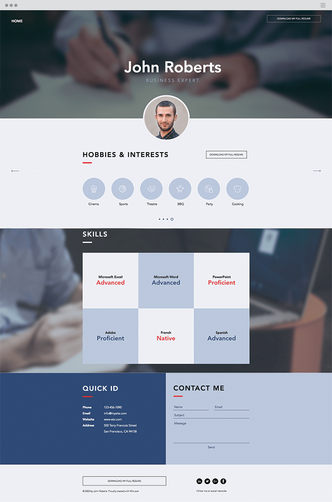 resume site template