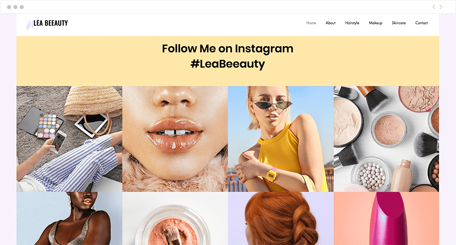 Social Media Example of including social media in a one page website