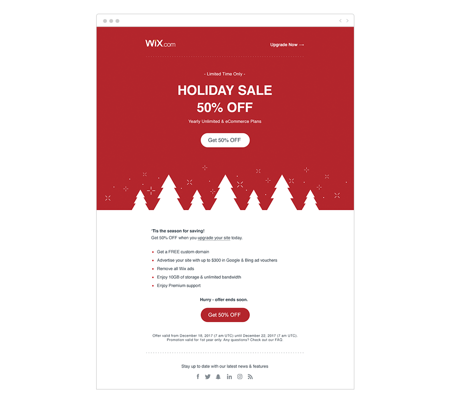 Wix Shoutout Email holiday marketing ideas 