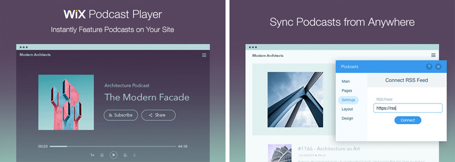 Wix Podcast player 