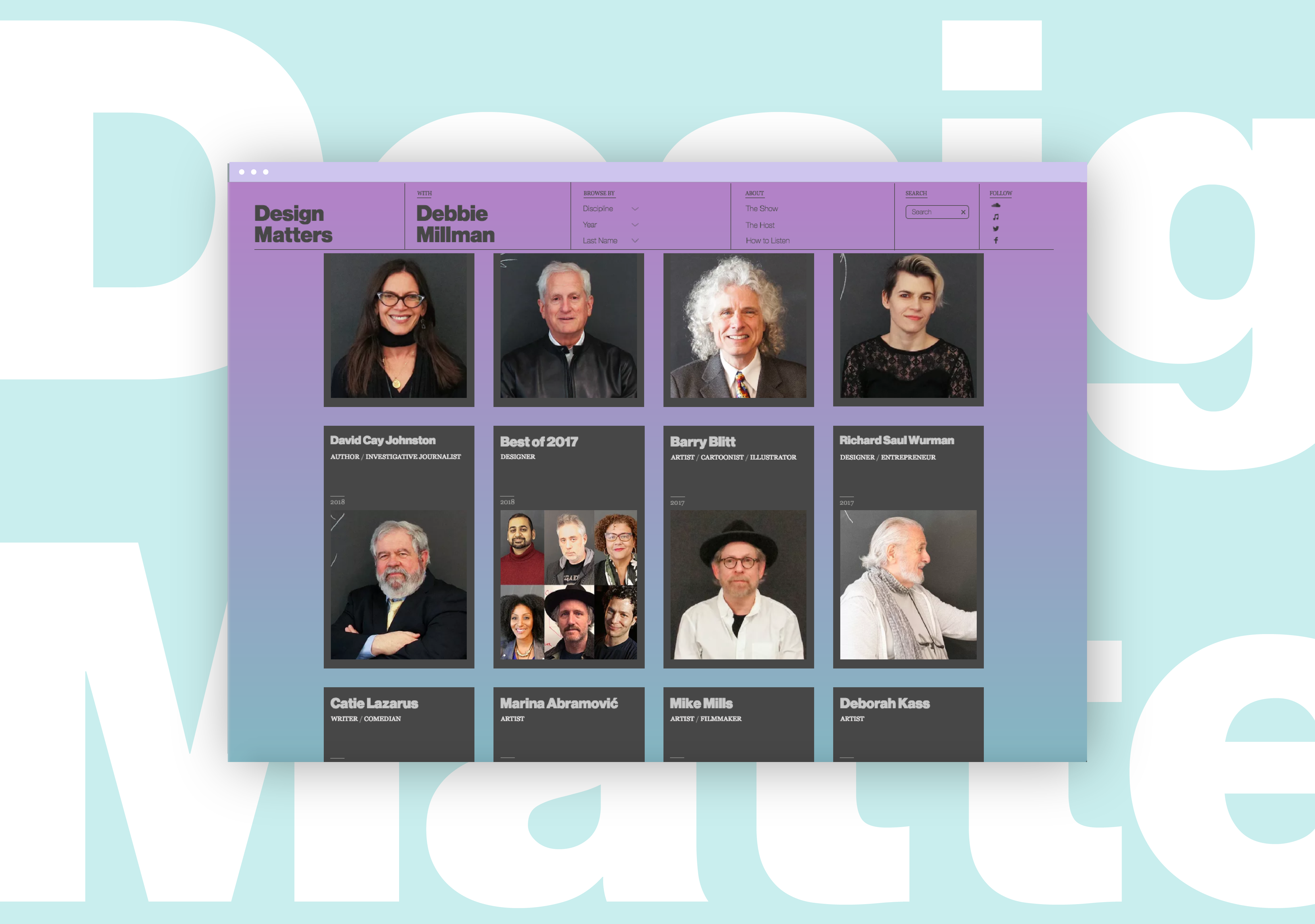 Design Matters design podcast website by Debbie Millman
