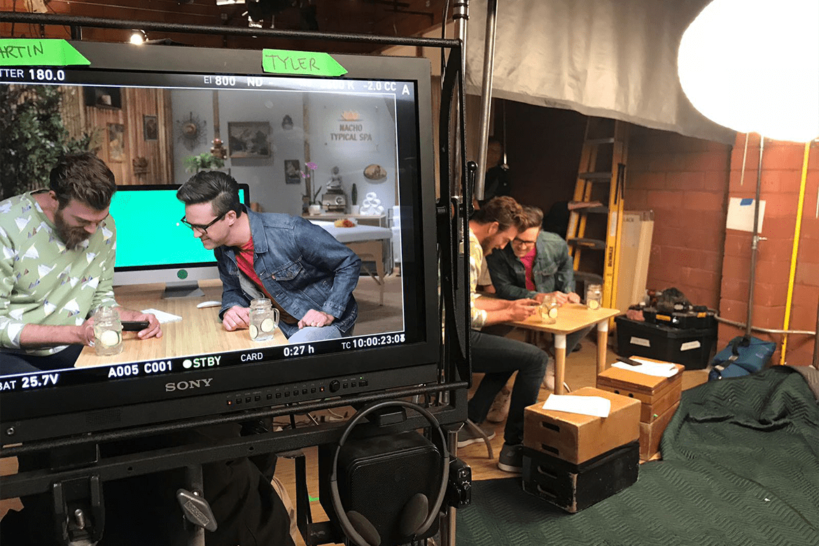 Set design for Wix's Rhett & Link campaign