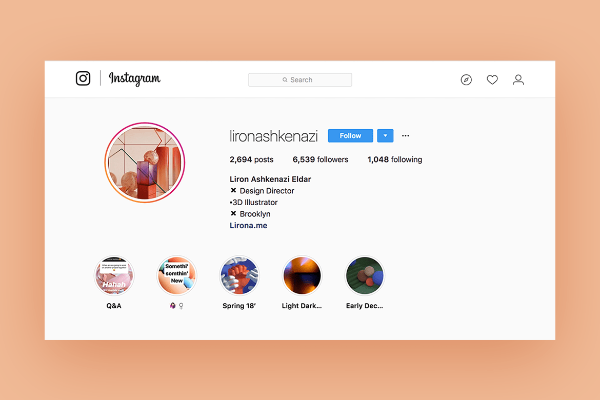 liron ashkenazi instagram bio and highlights - instagram tips for creatives optimizing your instagram portfolio