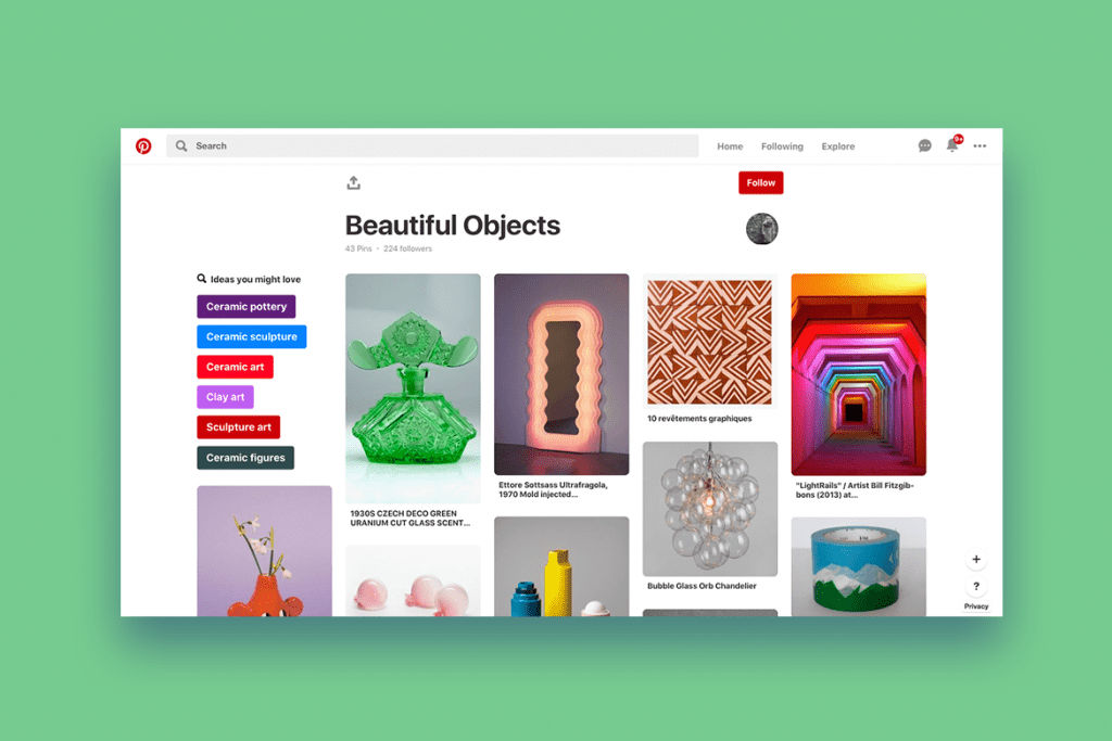 Beautiful Objects Pinterest board