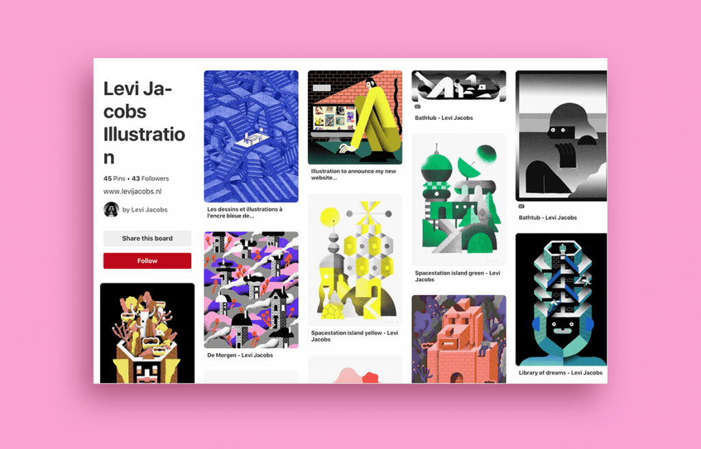 Pinterest board by illustrator Levi Jacobs