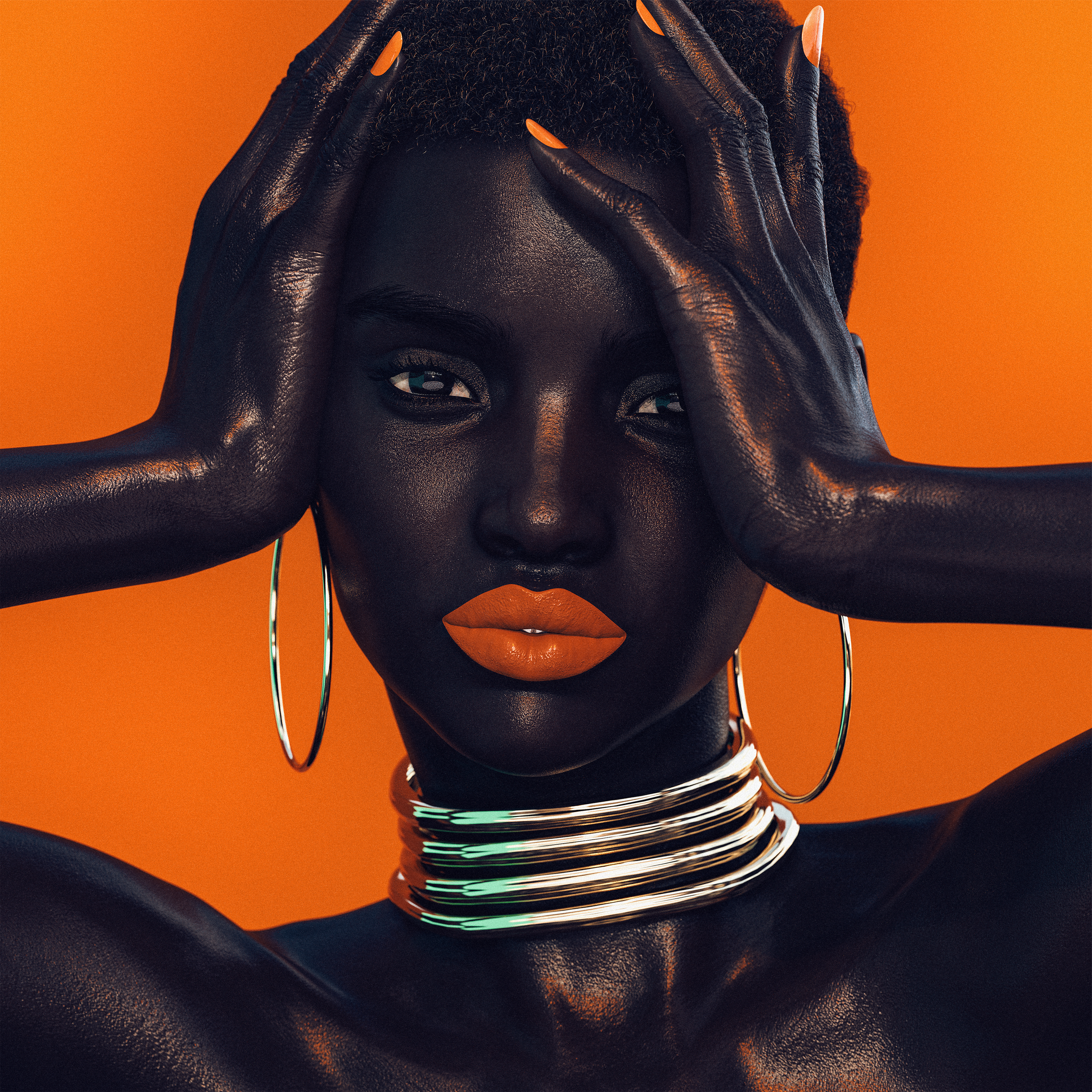 Digital model Shudu in a Fenty Beauty inspired image