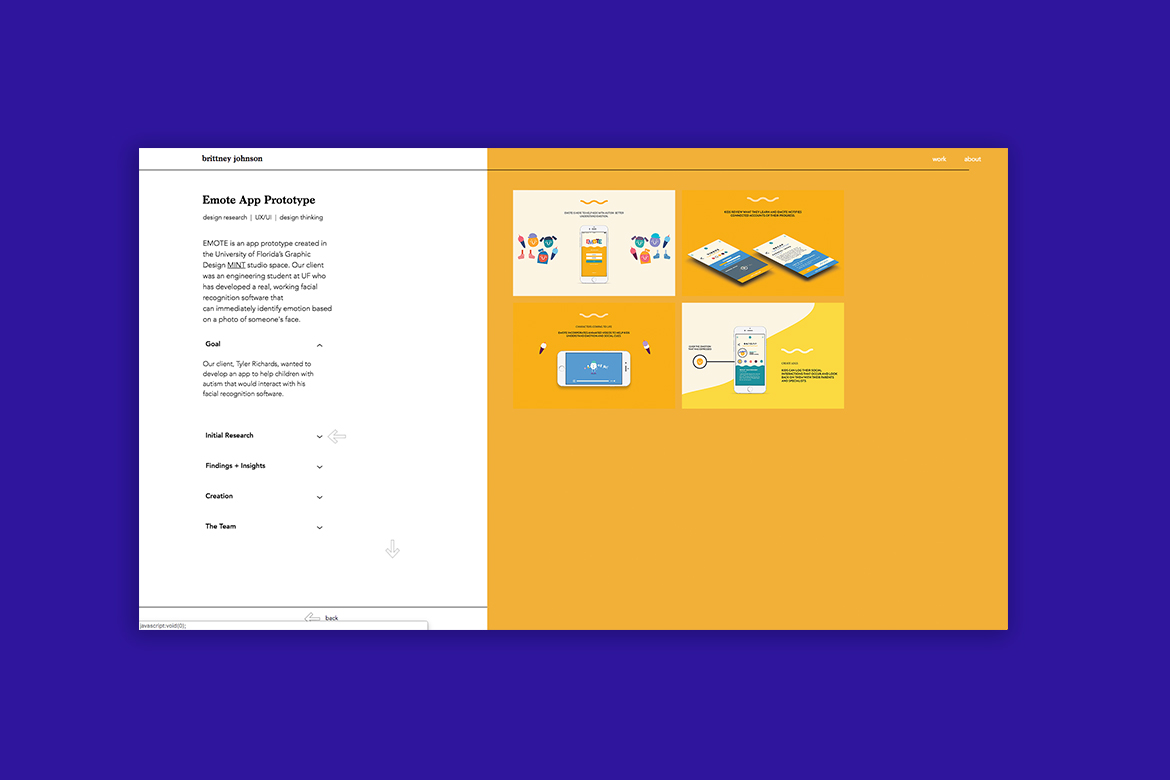 Wix graphic design portfolio by Brittney Johnson