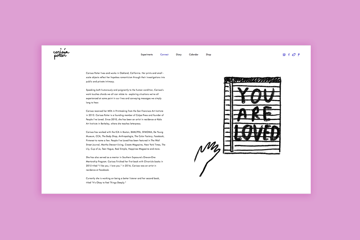 Wix design portfolio by Carissa Potter